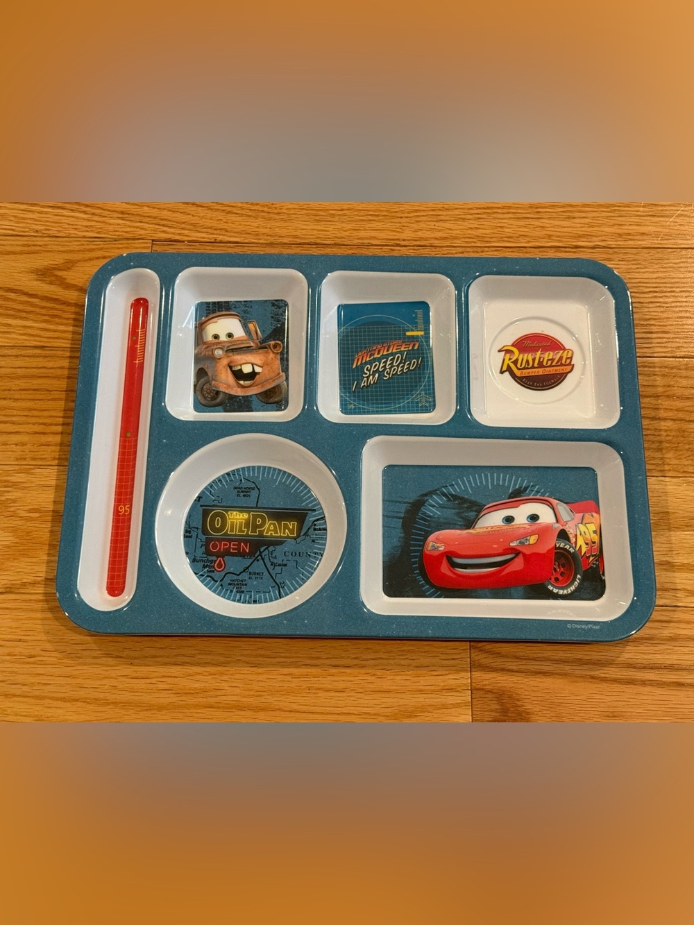 Disney Pixar Cars themed divided plastic lunch tray Lightning McQueen and Mater